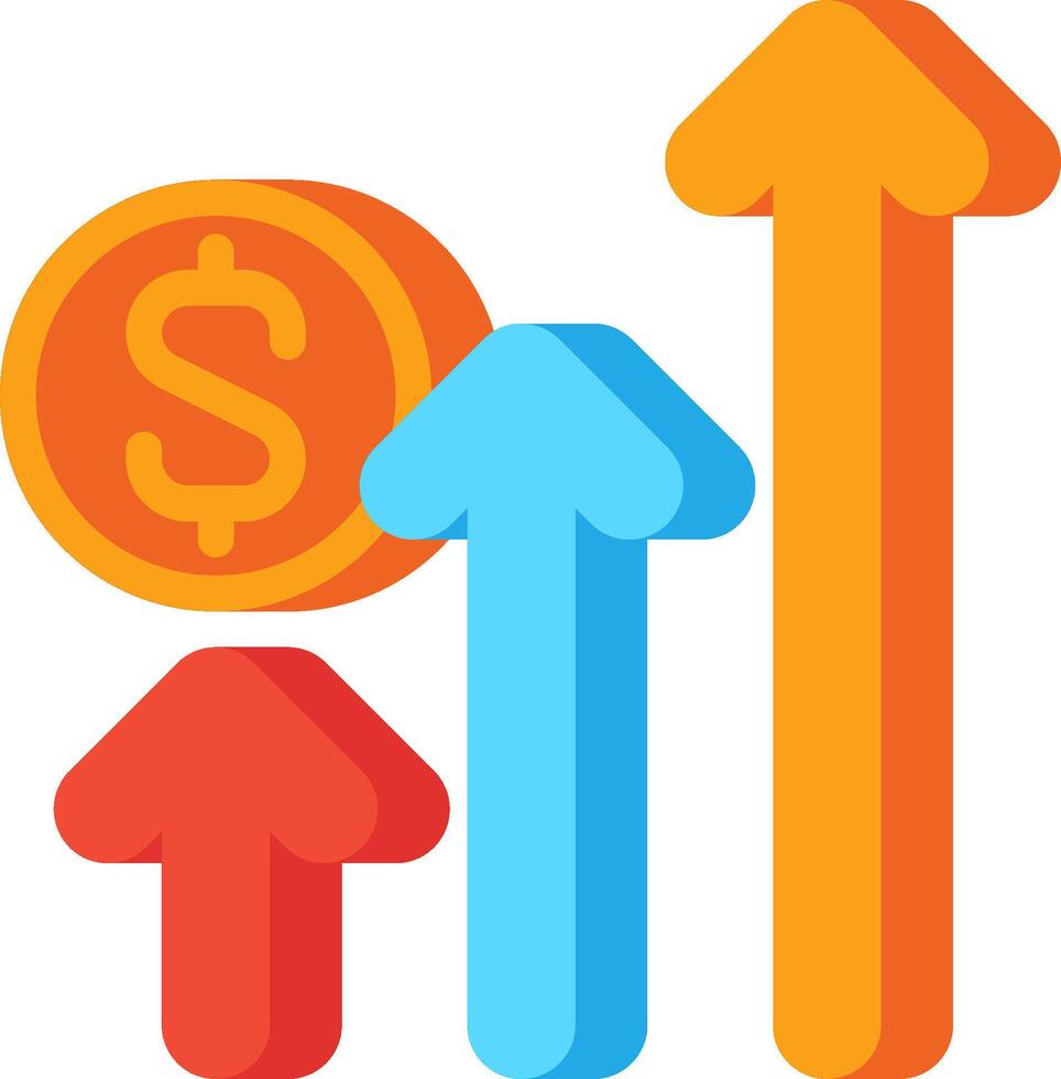 An arrow with a dollar sign and dollar sign vector