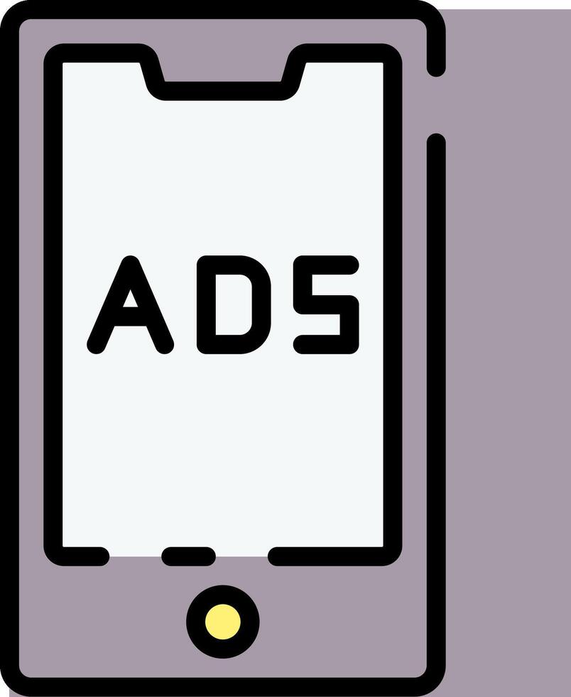 An ad on a cell phone with the word ads vector