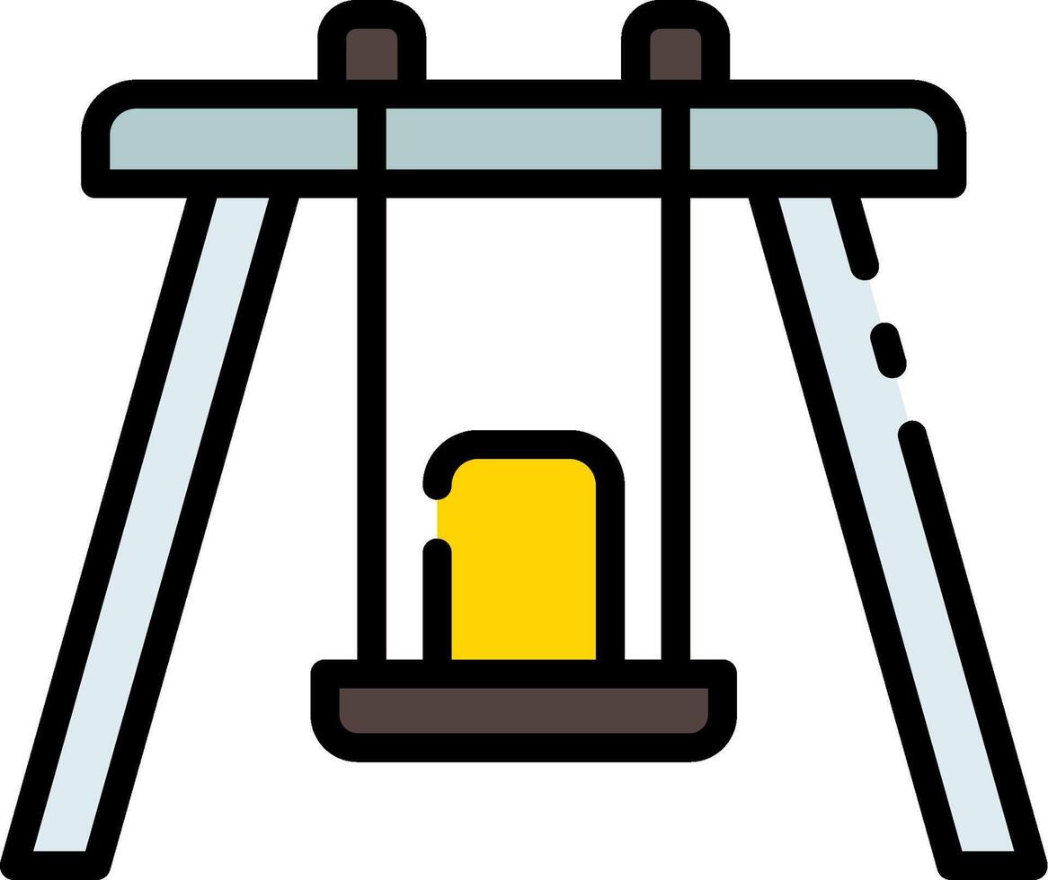 A swing with a yellow light on it vector