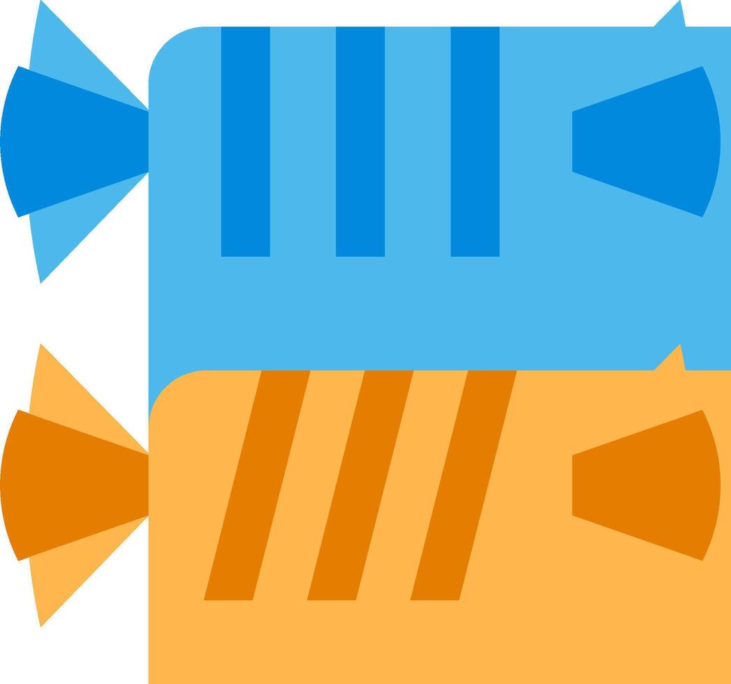 A cartoon of two orange and blue candies vector