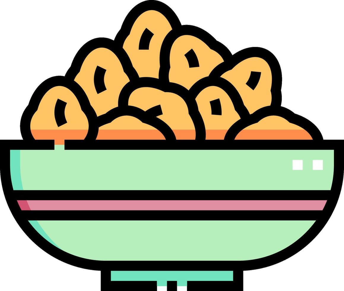 A bowl of food with a green stripe on it vector