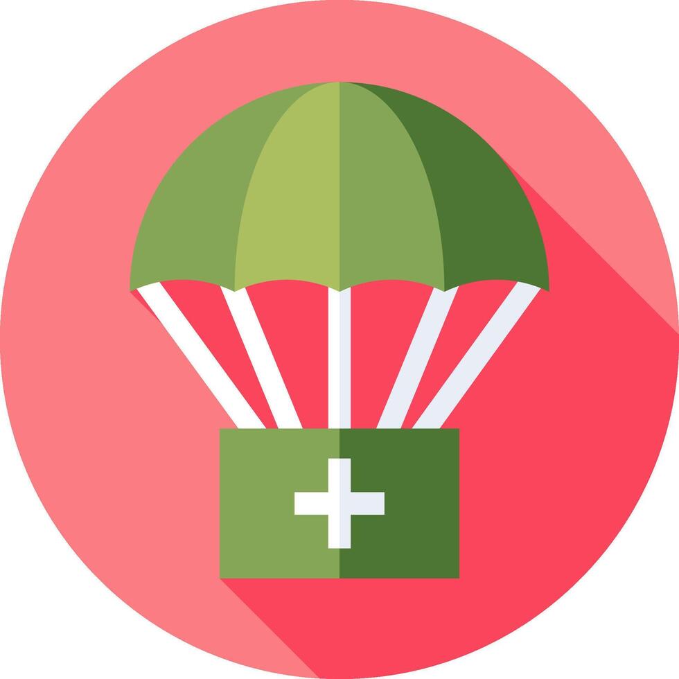 A flat icon of a parachute with a medical cross vector