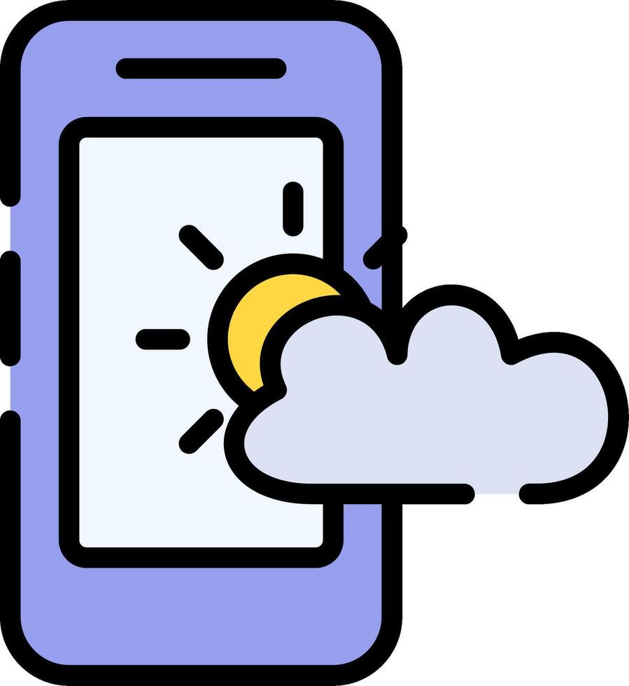 A phone with a cloud and sun on it vector