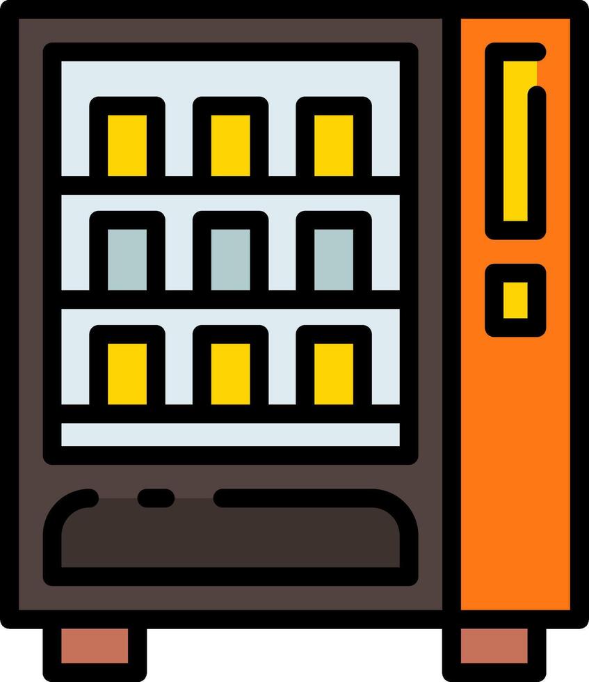 A vending machine with a yellow and orange box vector