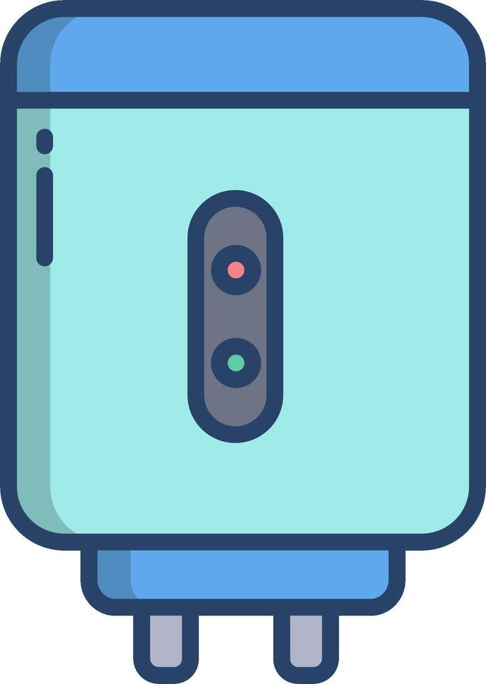 A blue electric stove with a red button vector