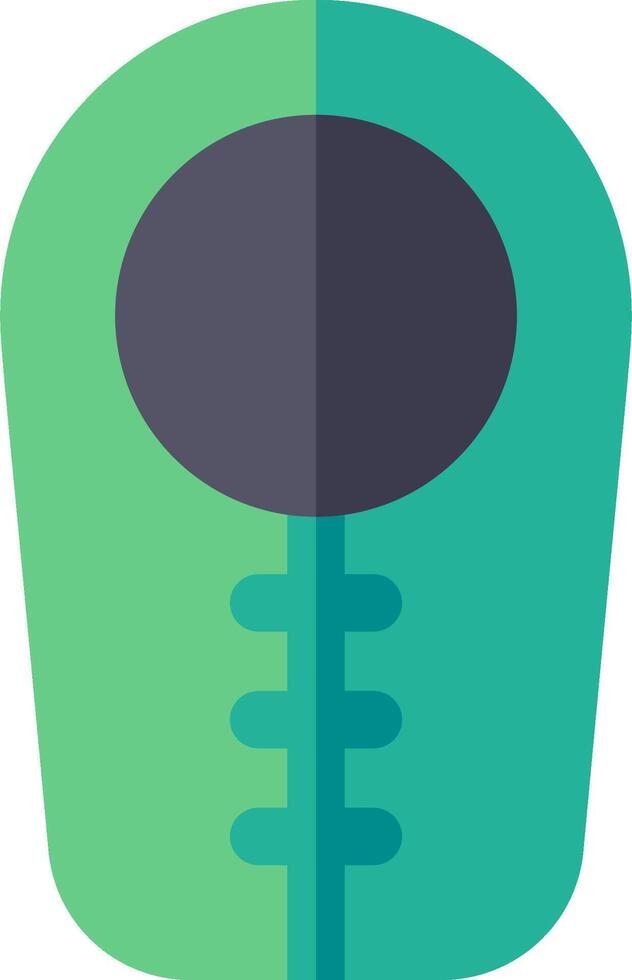 A green and black helmet with a black ball on it vector