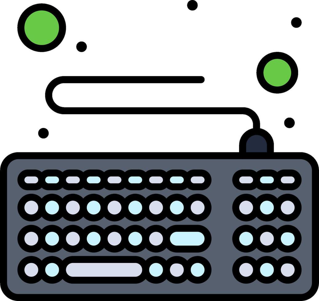 A computer keyboard with a green dot on it vector