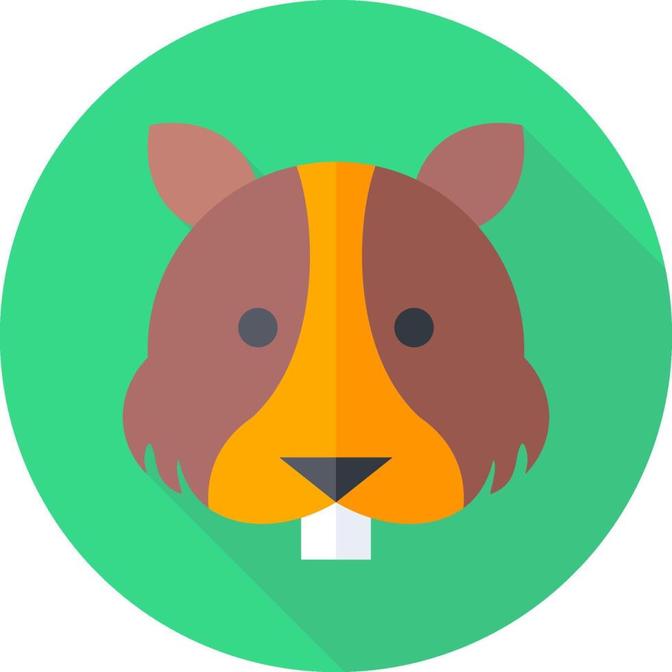 A flat icon of a beaver with long shadow vector