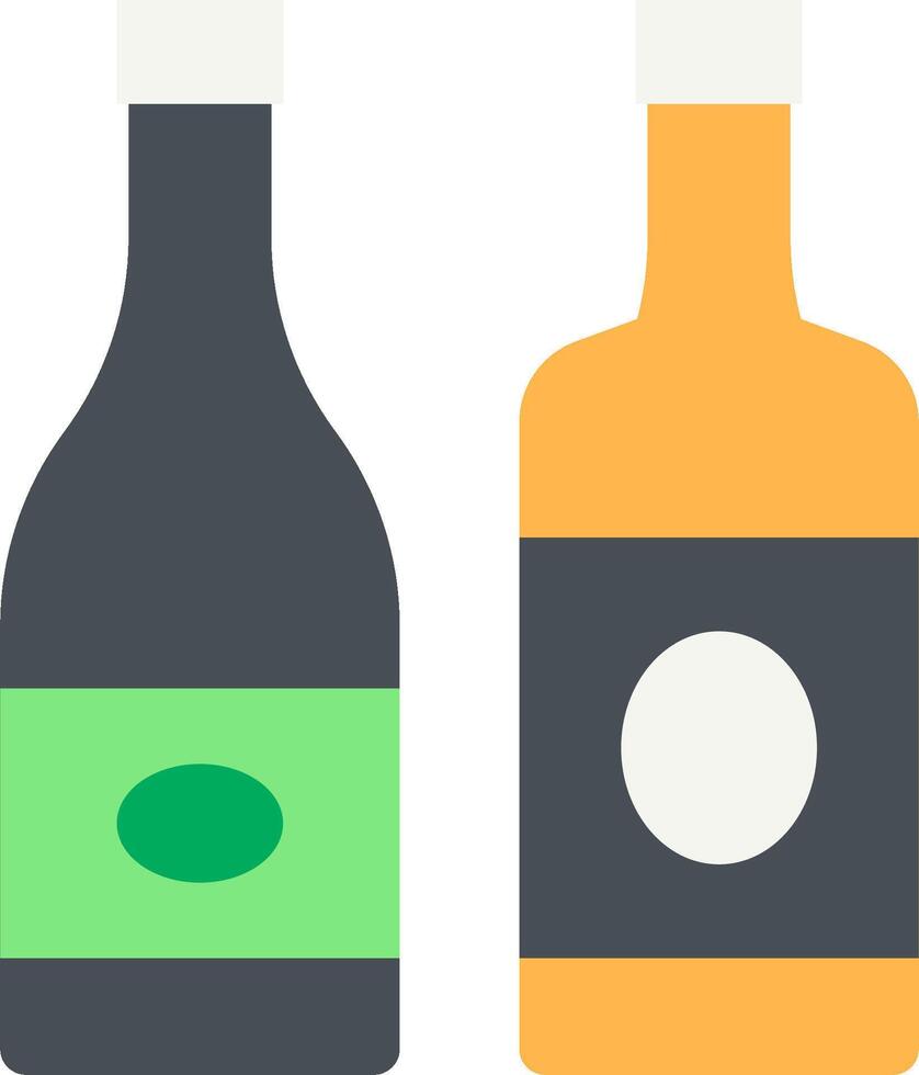 Two bottles of alcohol are shown on a white background vector