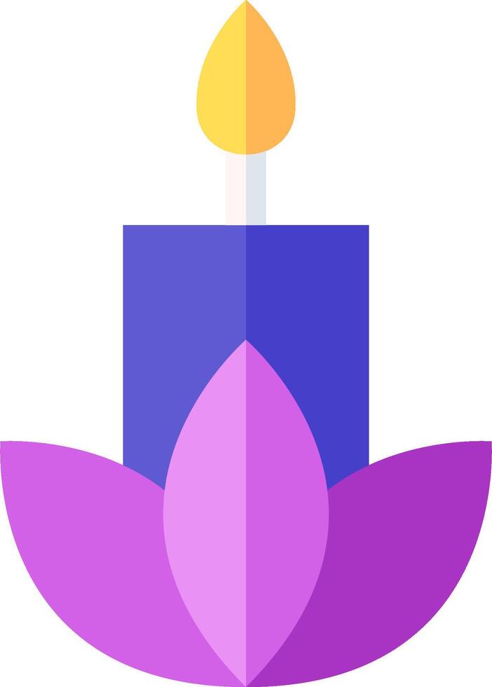 A purple candle with a yellow flame on top vector