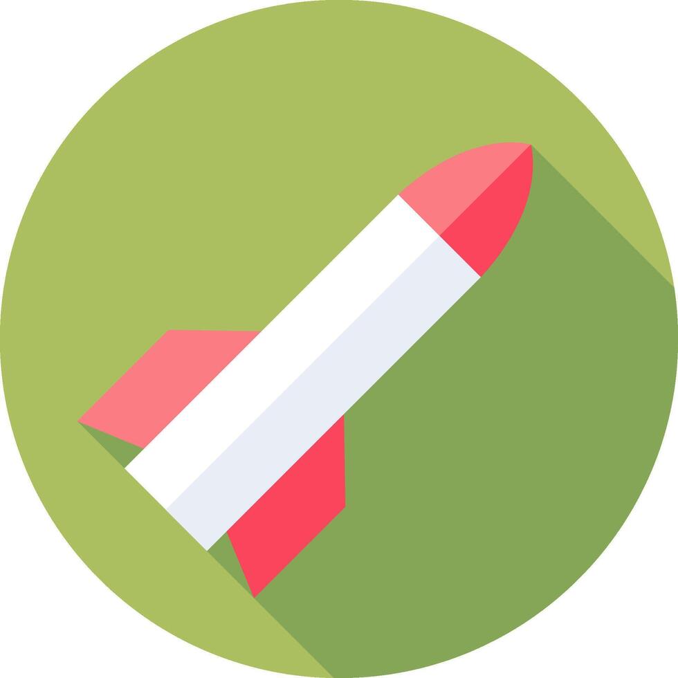 A flat icon of a rocket on a green background vector