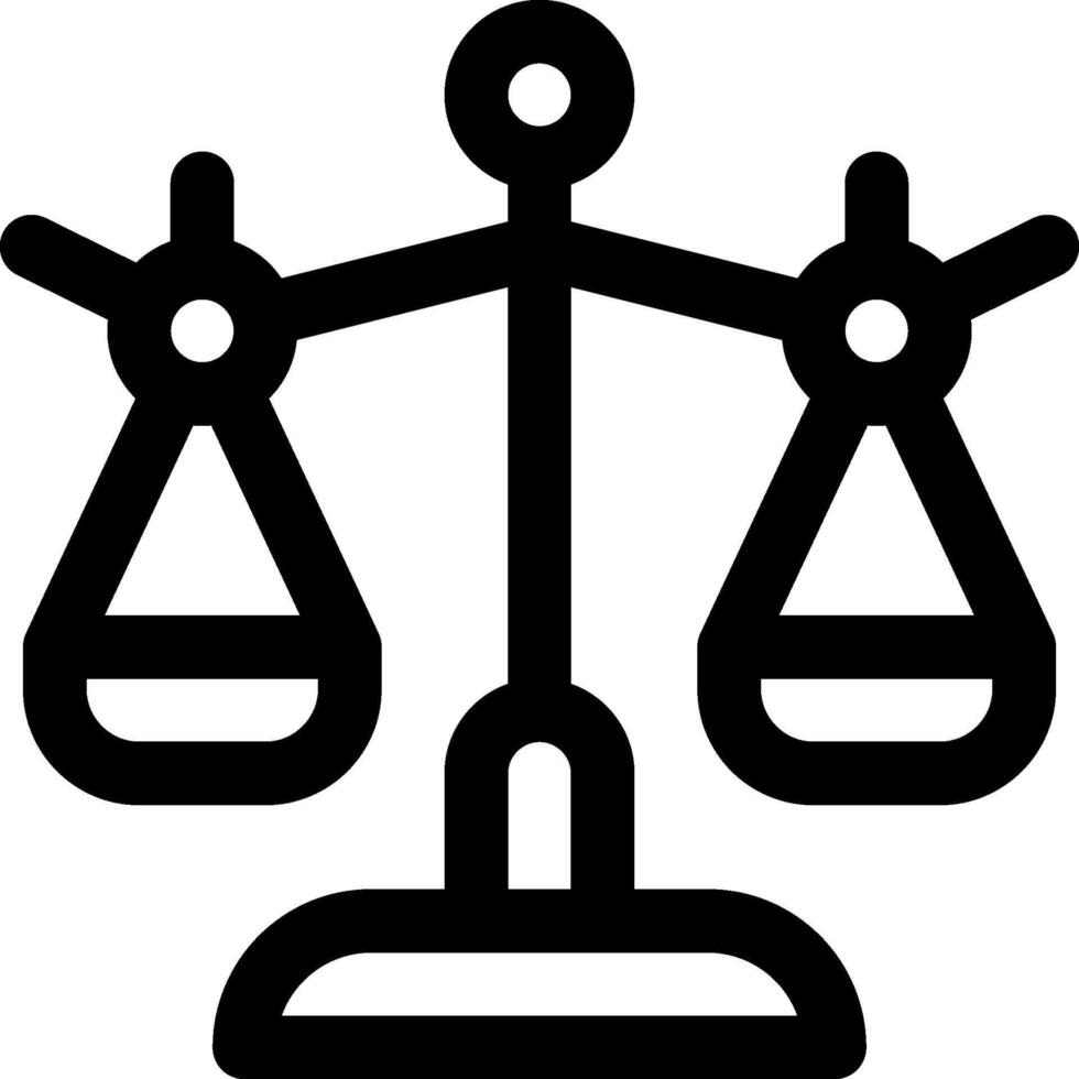 A black and white icon of scales on a white background vector