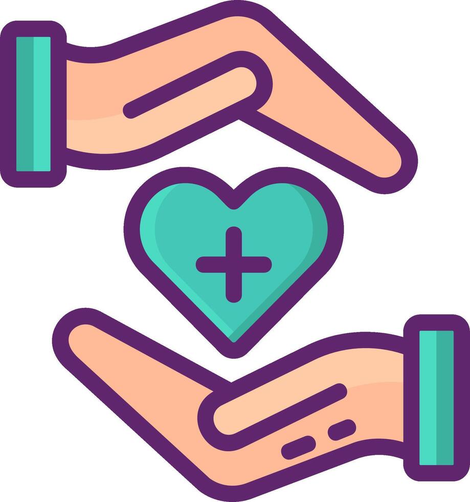 Two hands holding a heart and a plus sign vector