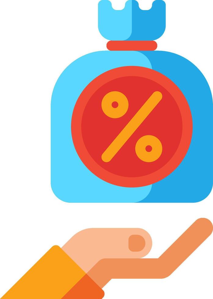 Hand holding a bag with a percentage sign vector