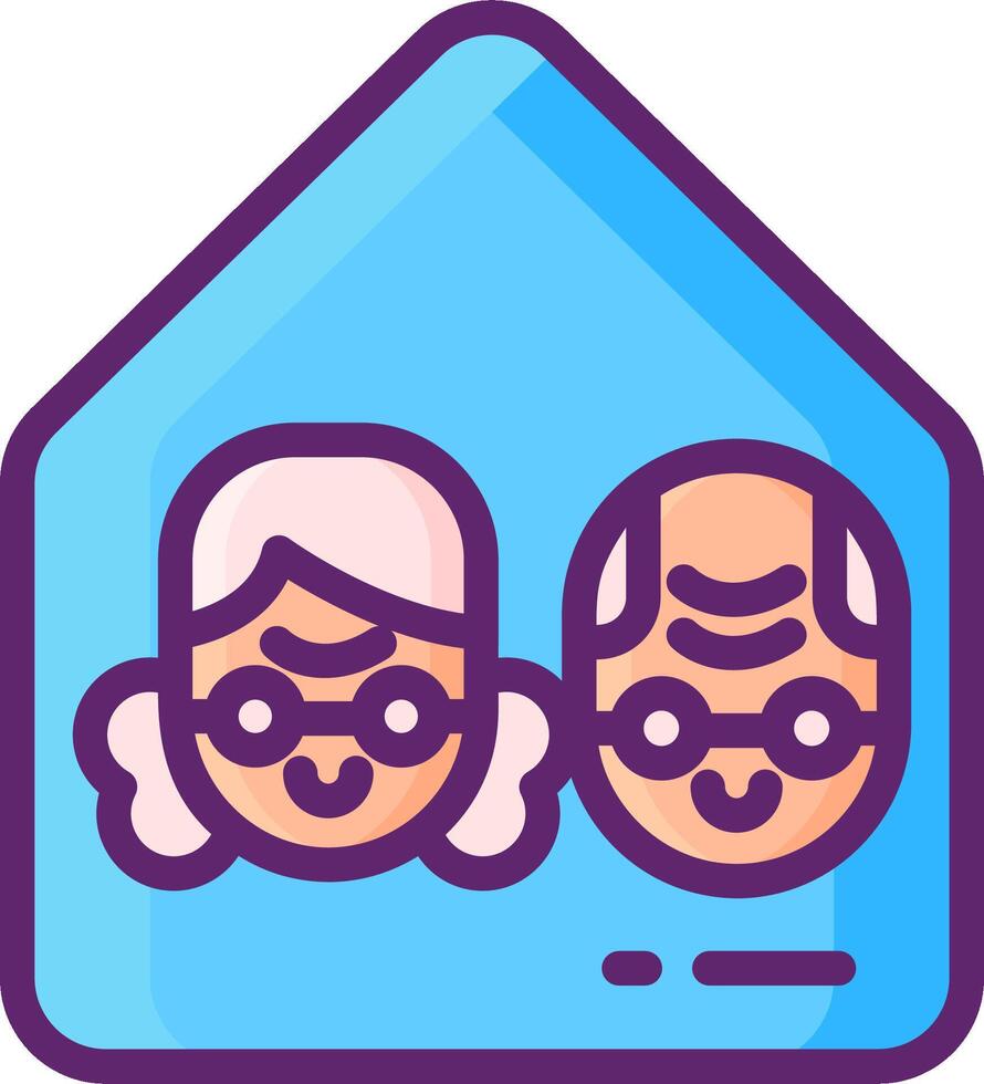 An elderly couple in a house icon vector