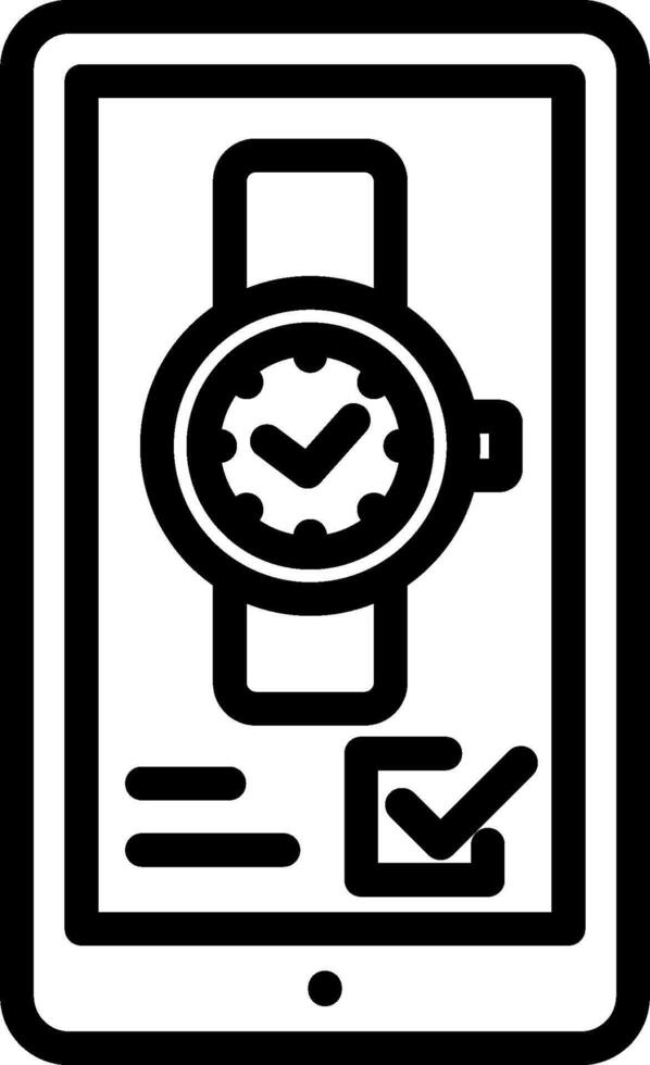 A tablet with a watch on it and a check mark vector