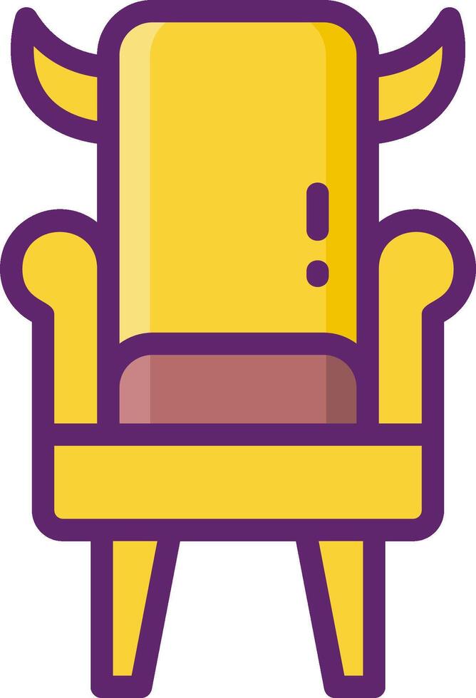 A yellow chair with horns on it vector