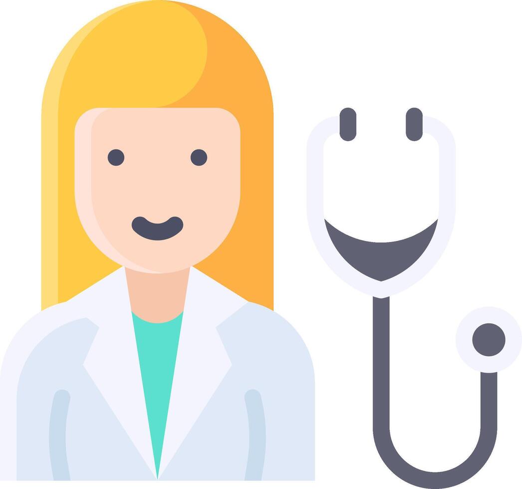 A woman in a lab coat and stethoscope vector