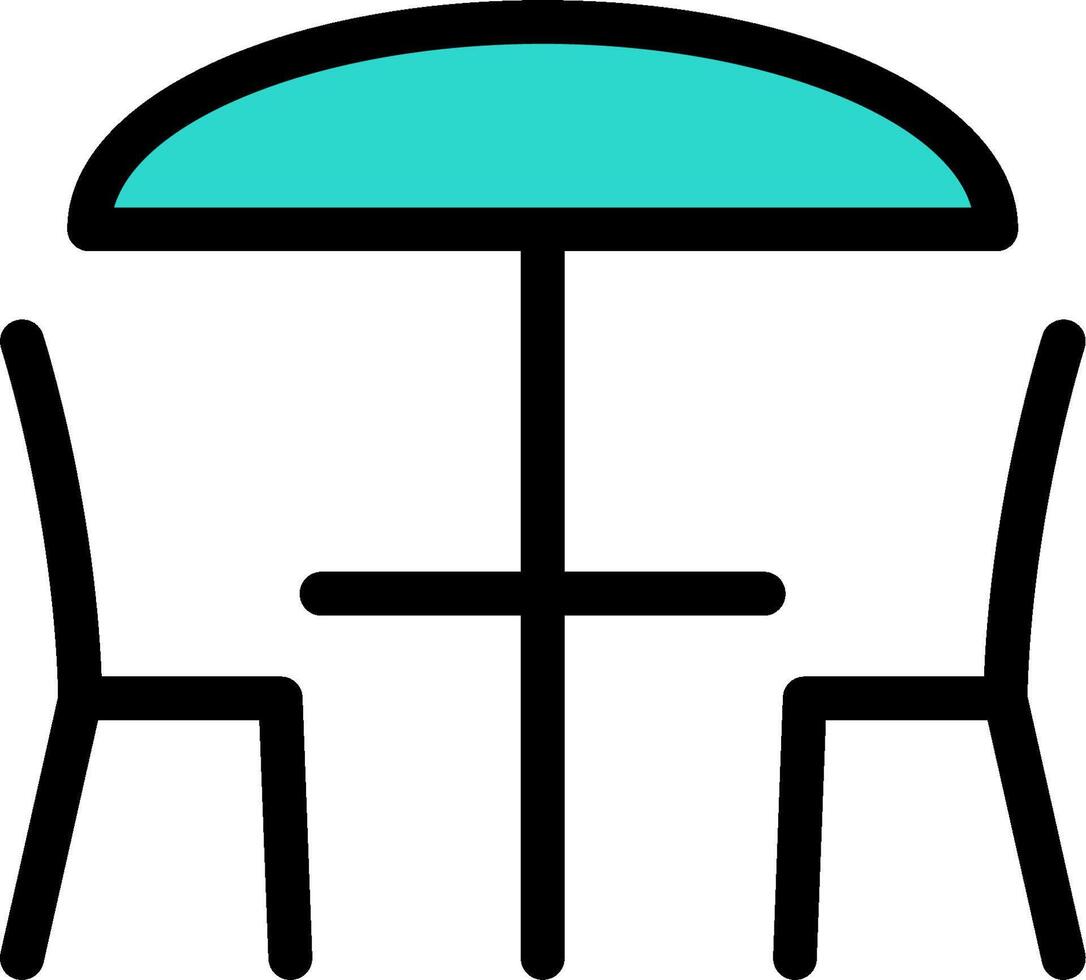 A restaurant table and chairs with an umbrella vector