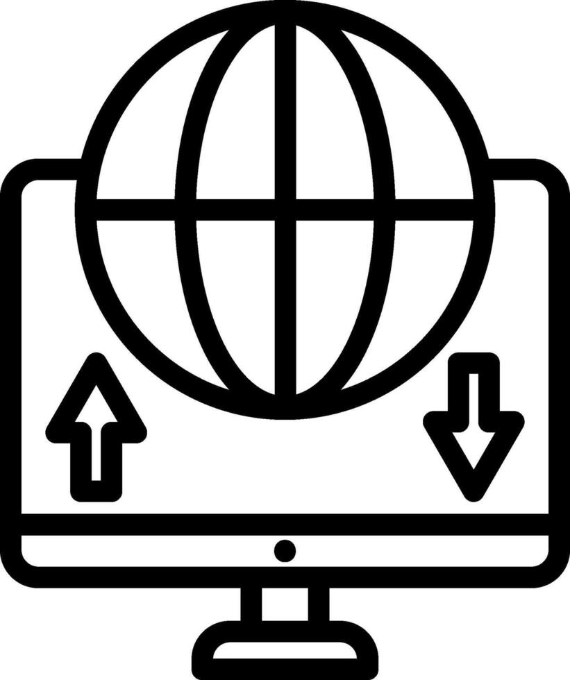 A computer monitor with a globe icon on it vector