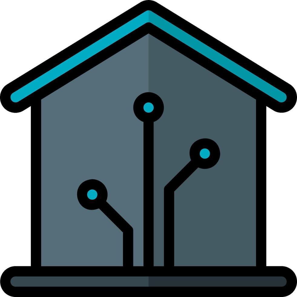 A house with a circuit board on top vector
