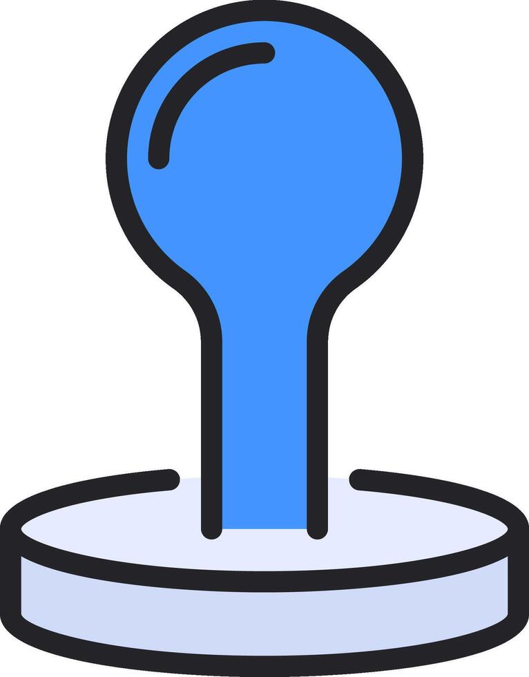 A blue button on top of a white surface vector