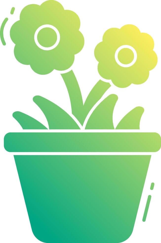 A green flower pot with two flowers in it vector