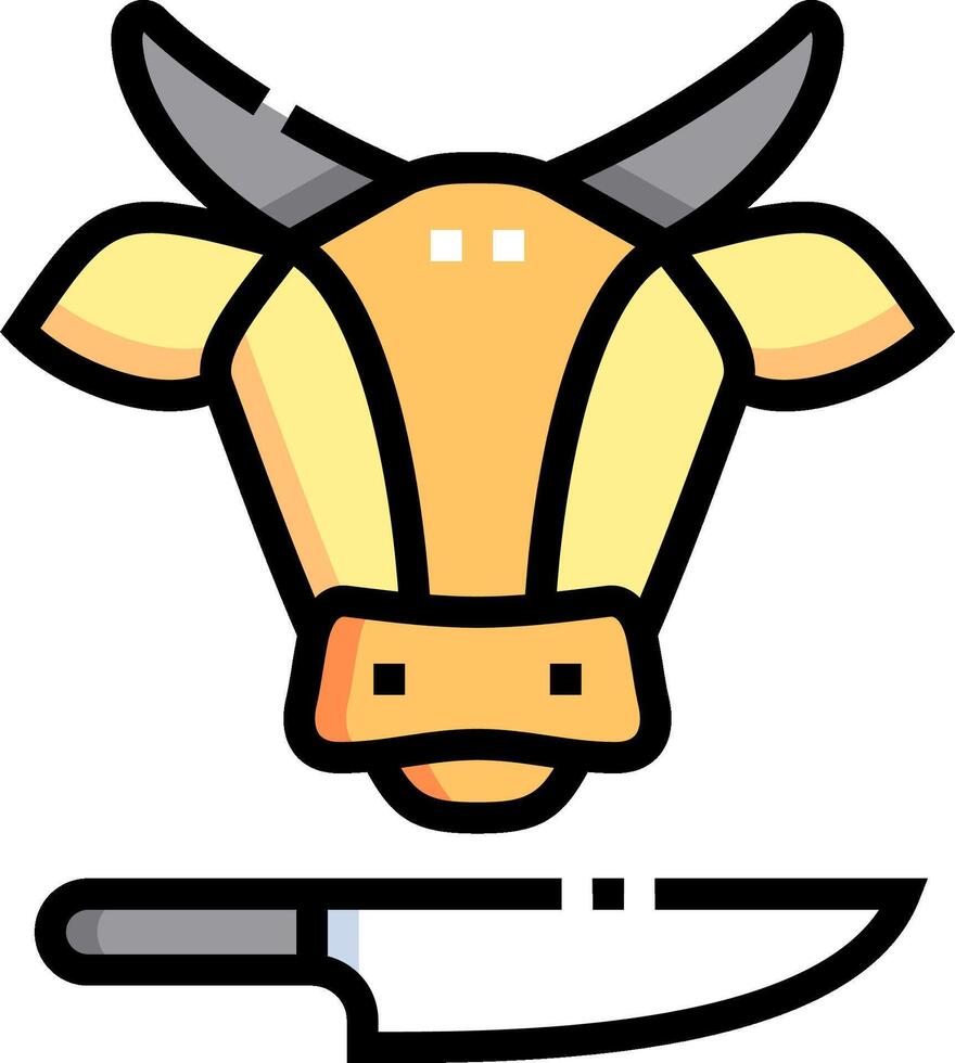 A cow head with a knife and a knife vector