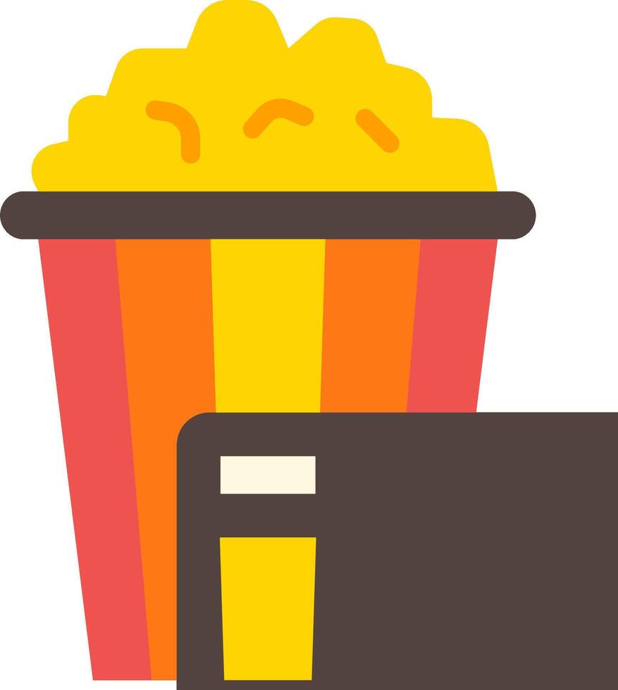 A movie ticket and popcorn in a bucket vector