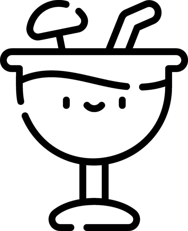 A black and white drawing of a drink with a straw vector