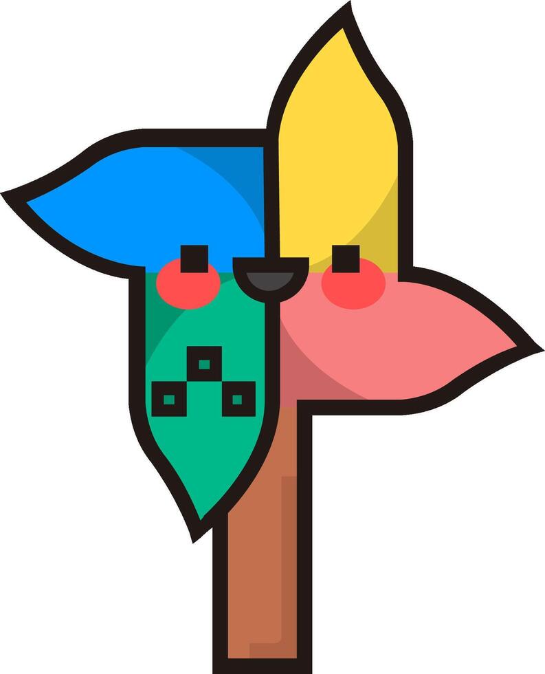 A colorful tree with a face on it vector