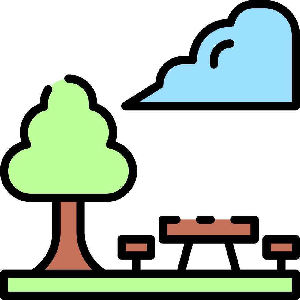 A park with a tree and bench vector