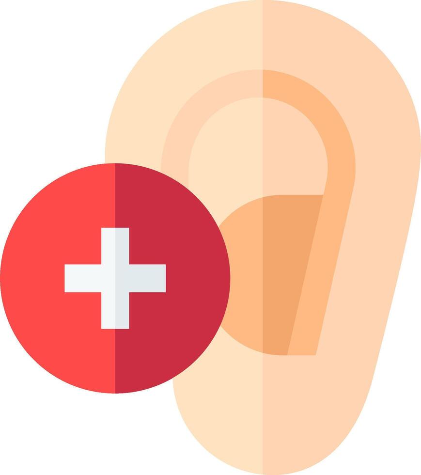 An ear with a red cross and a white cross vector
