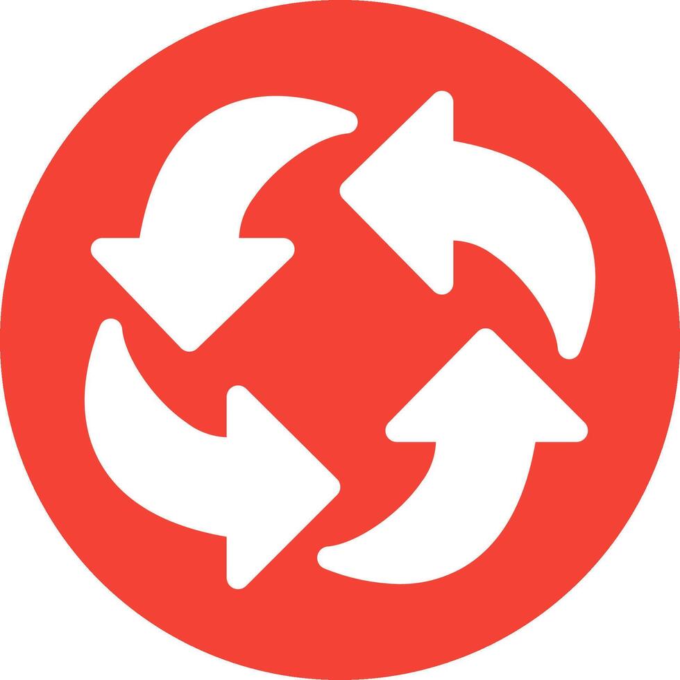 A red circular icon with three arrows vector