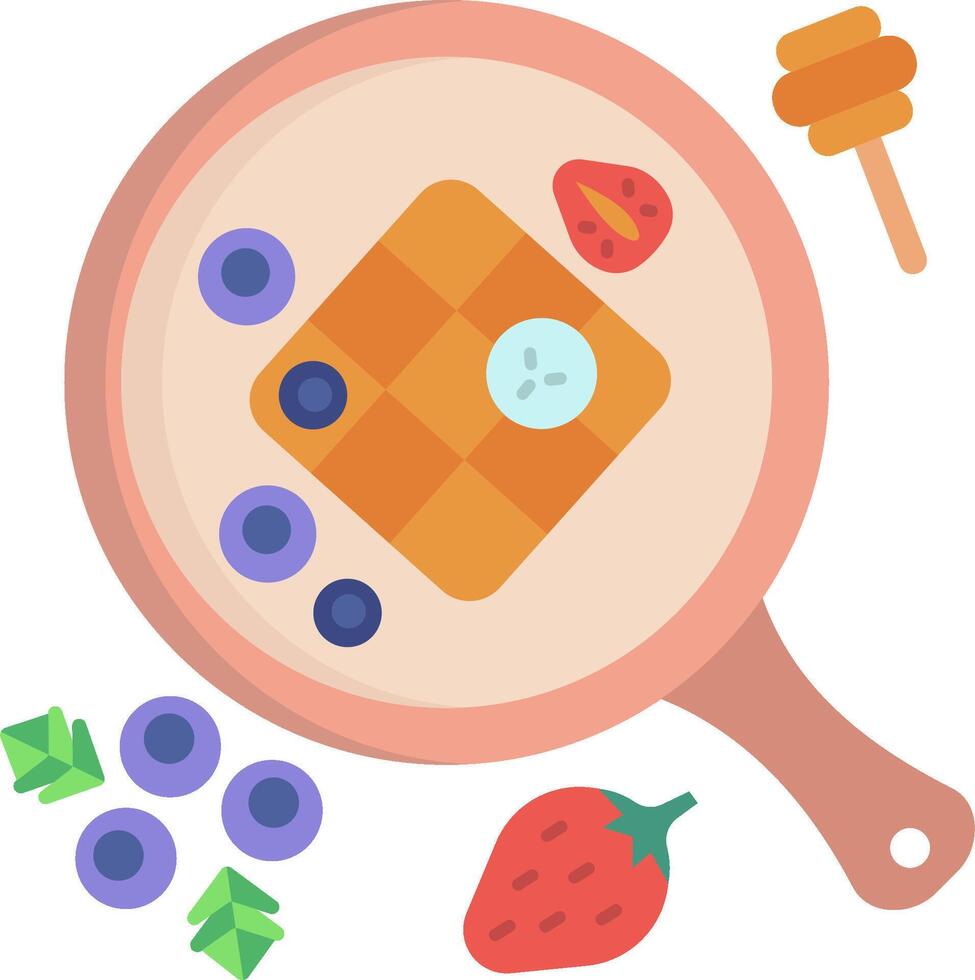 A pan with fruit and a spoon vector