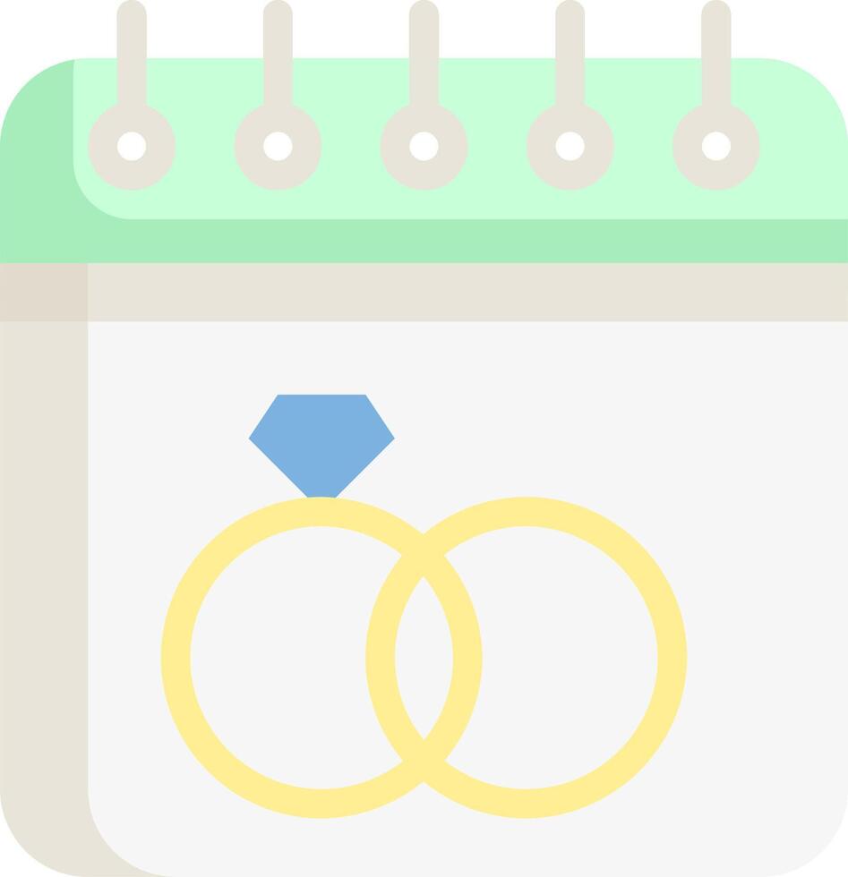 A calendar with two wedding rings on it vector