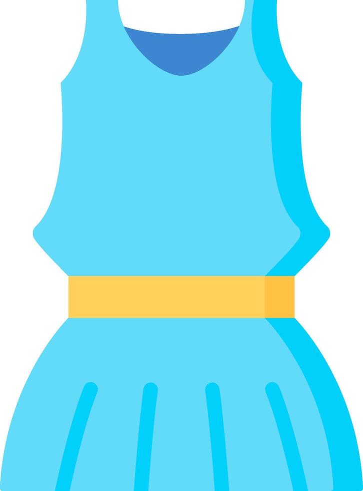 A blue dress with yellow belt vector