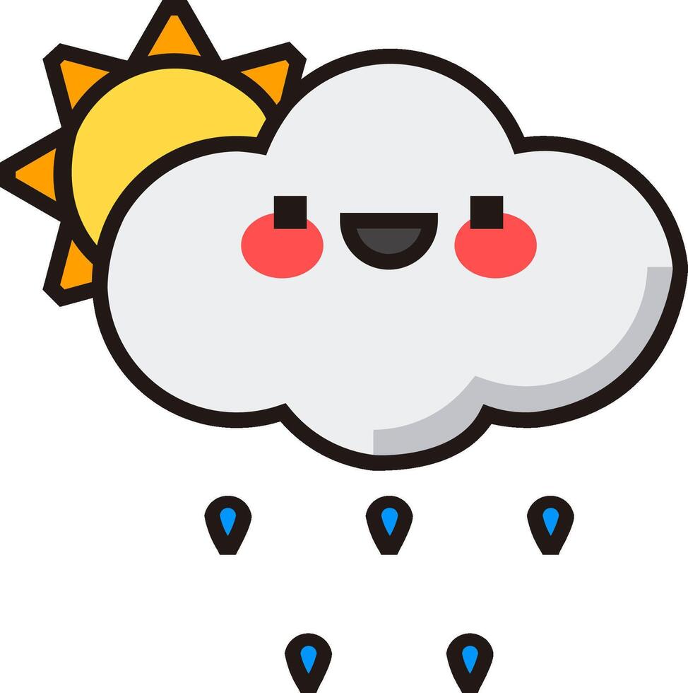 A cartoon cloud with rain and sun vector