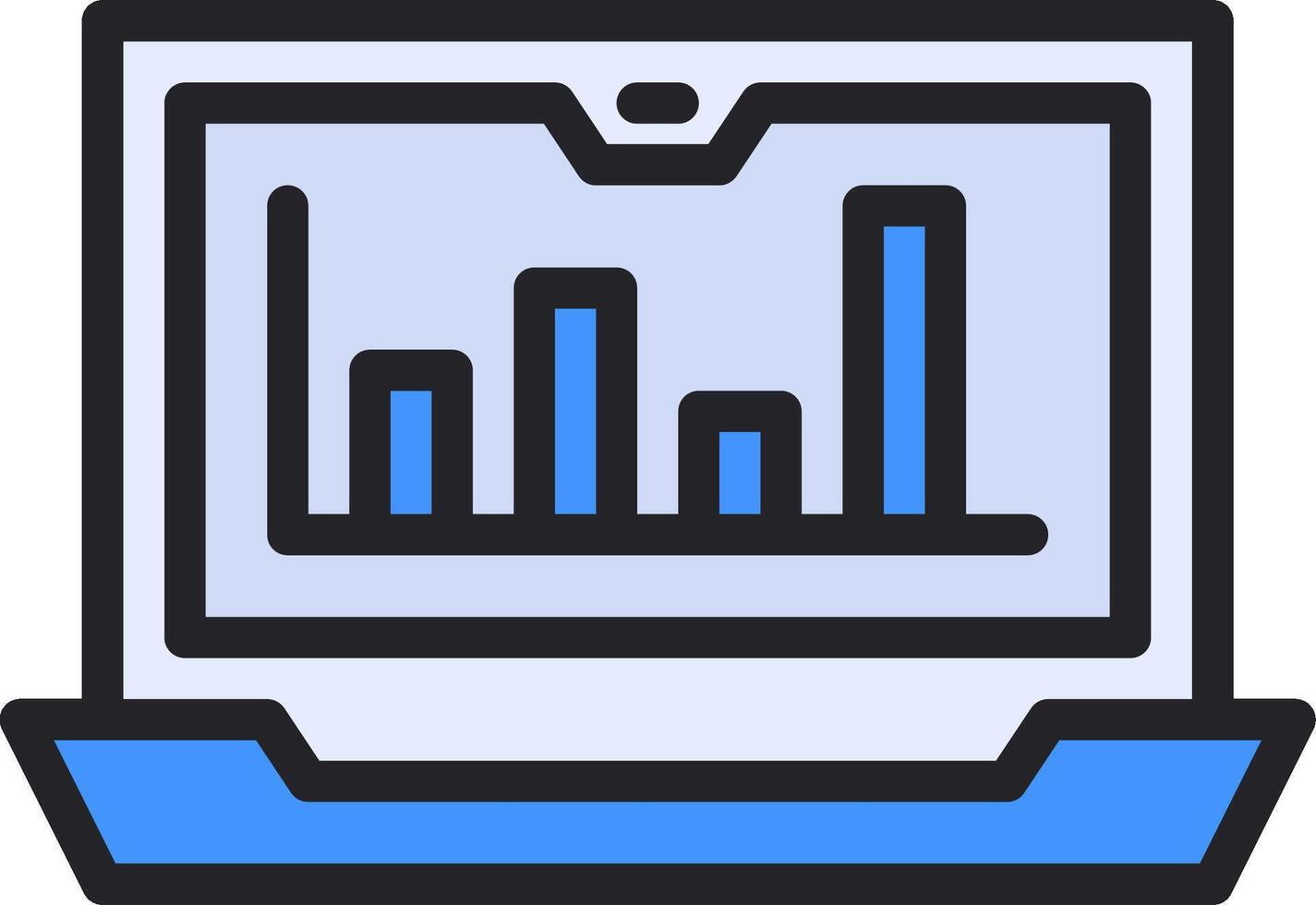 A laptop with a bar chart on it vector