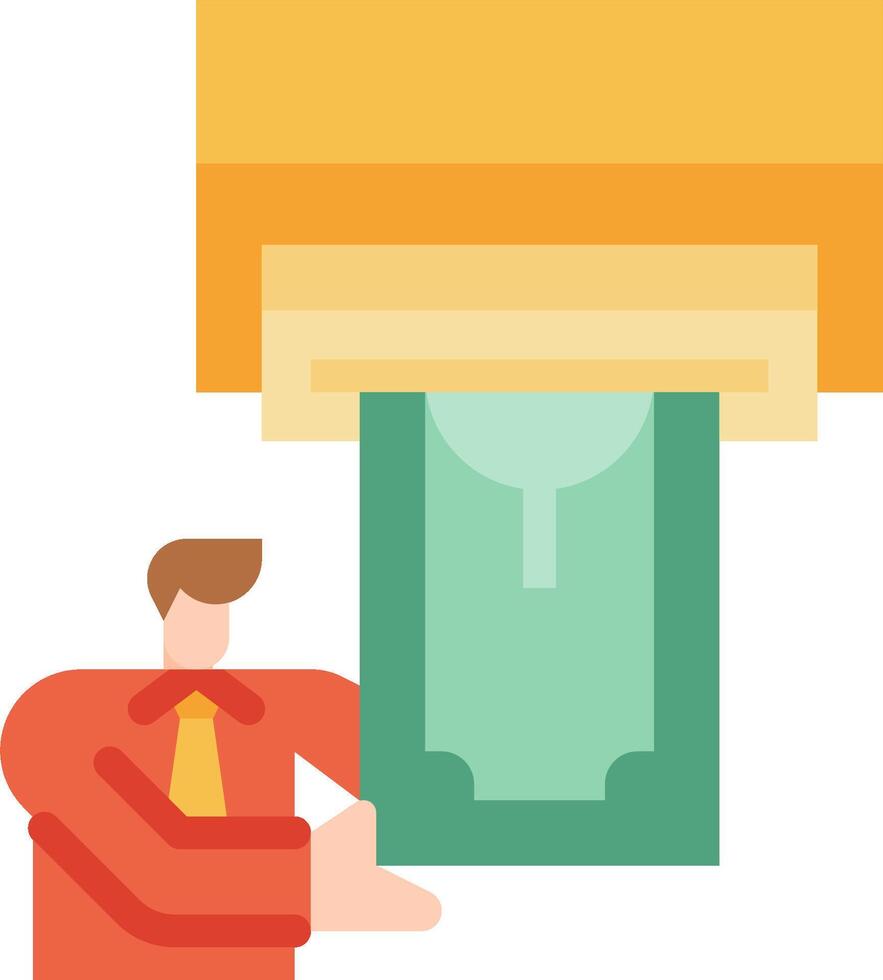 A man holding a money bill under a machine vector