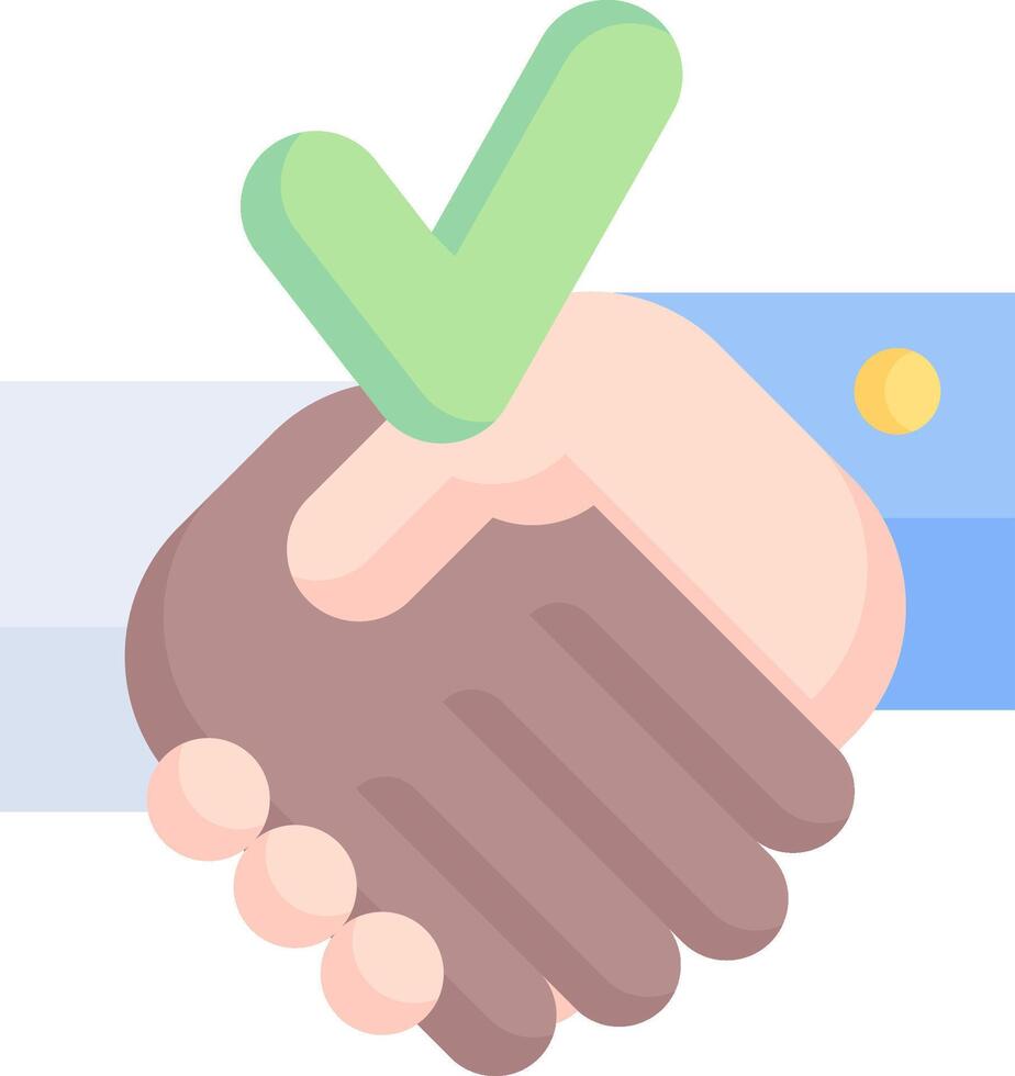 Two hands shaking with a tick mark vector