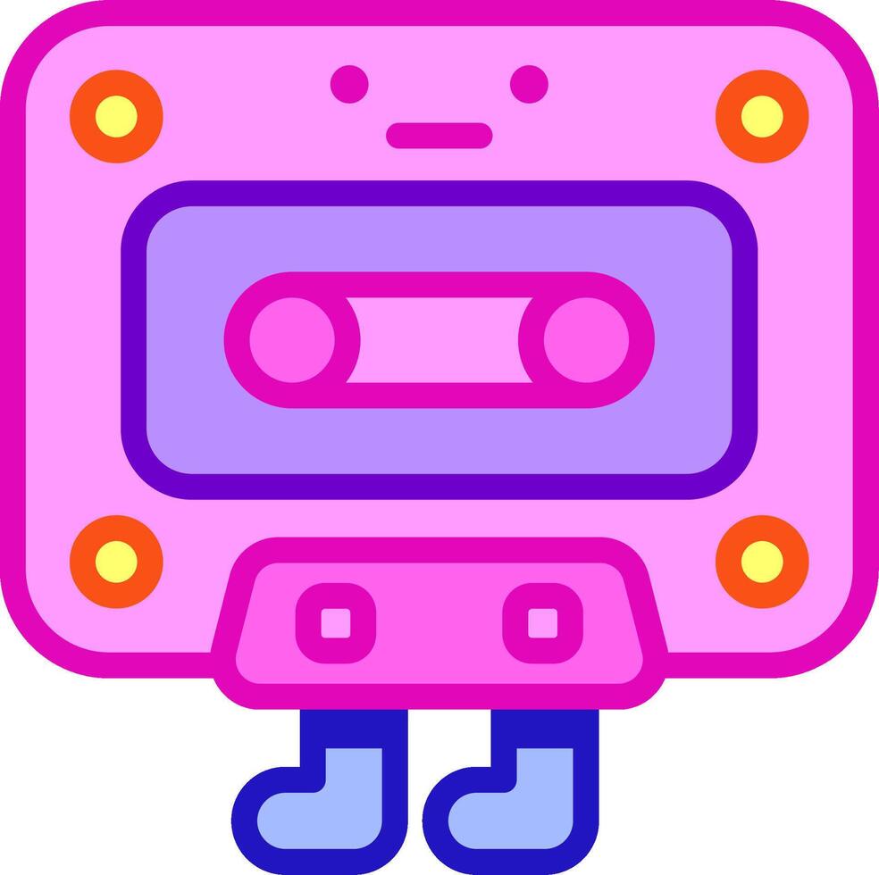 A cartoon cassette player with a purple background vector