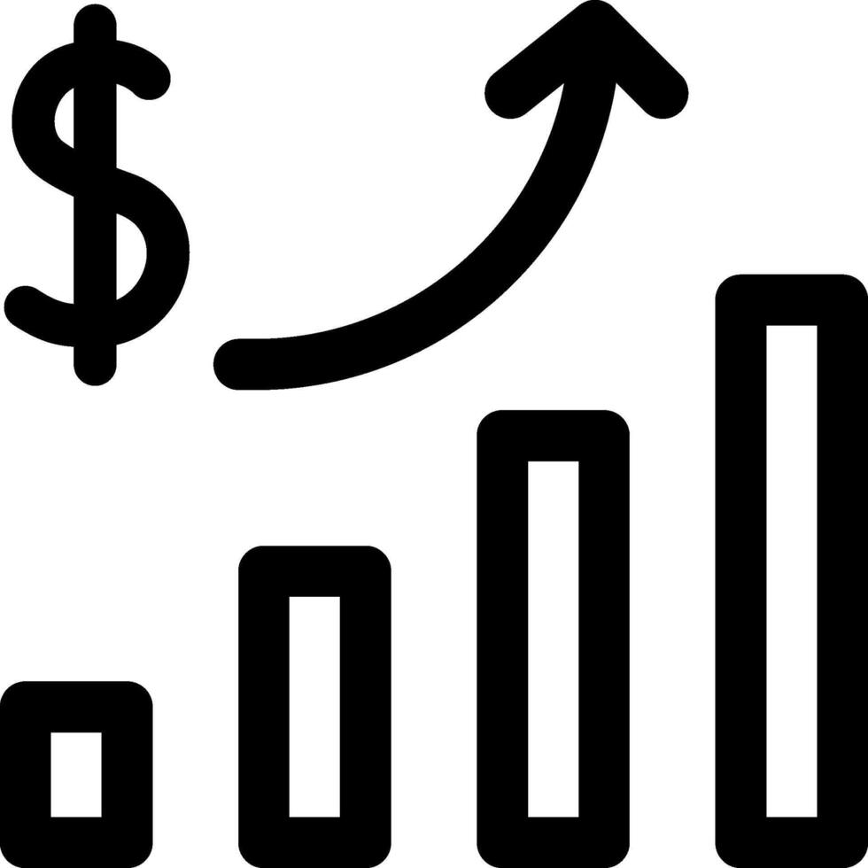 A graph with a dollar sign and an arrow vector