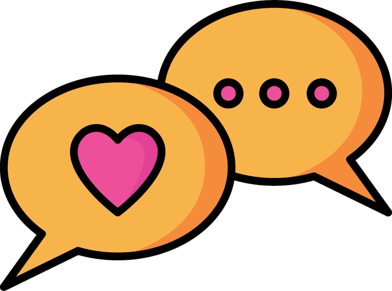Two speech bubbles with hearts on them vector