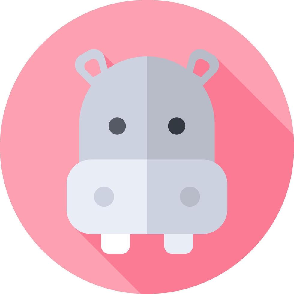 A hippo in a flat design on a pink circle vector