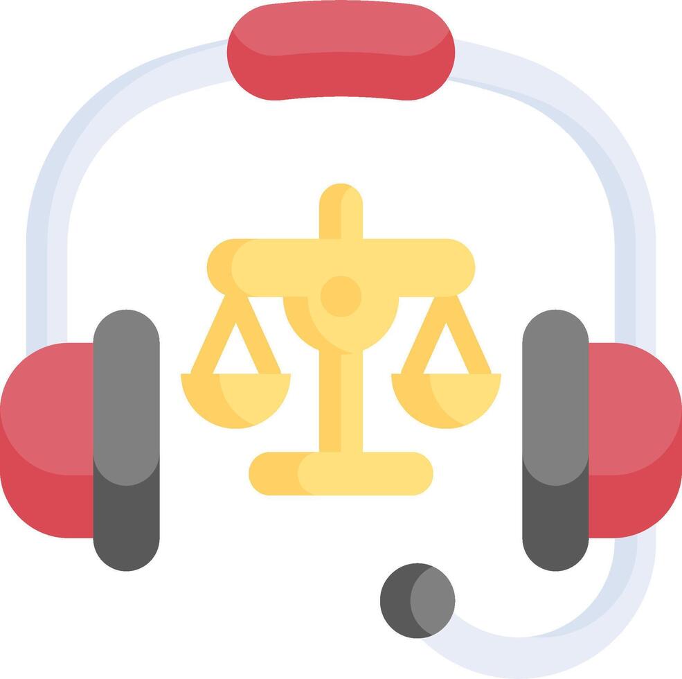 A headset with a justice scale and a scale of justice vector