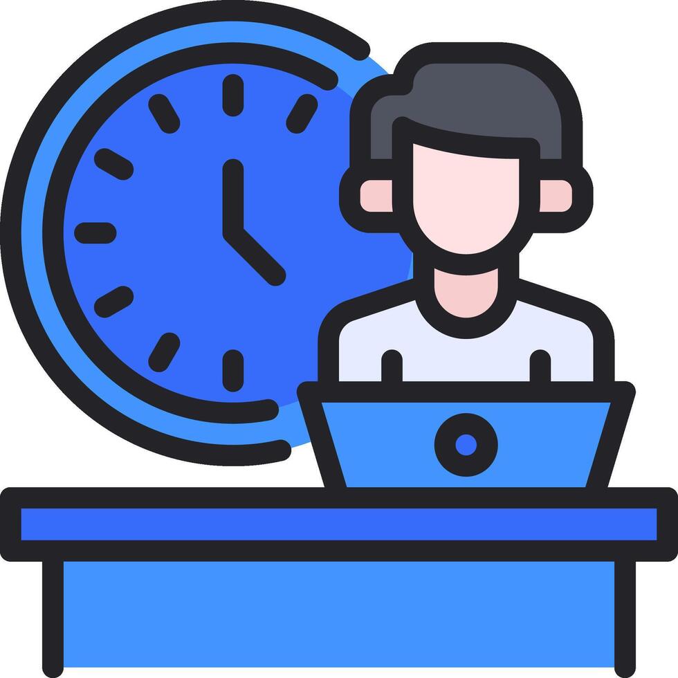A man sitting at a desk with a clock behind him vector