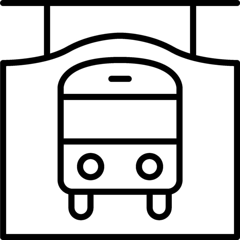 A black and white image of a bus on a bus stop vector