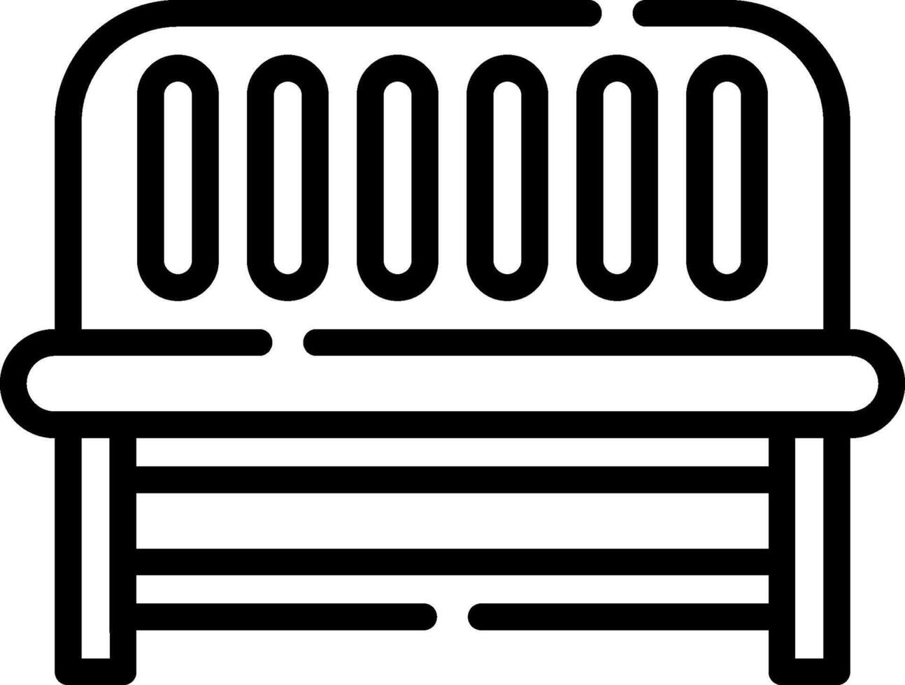 A black and white line drawing of a bench vector