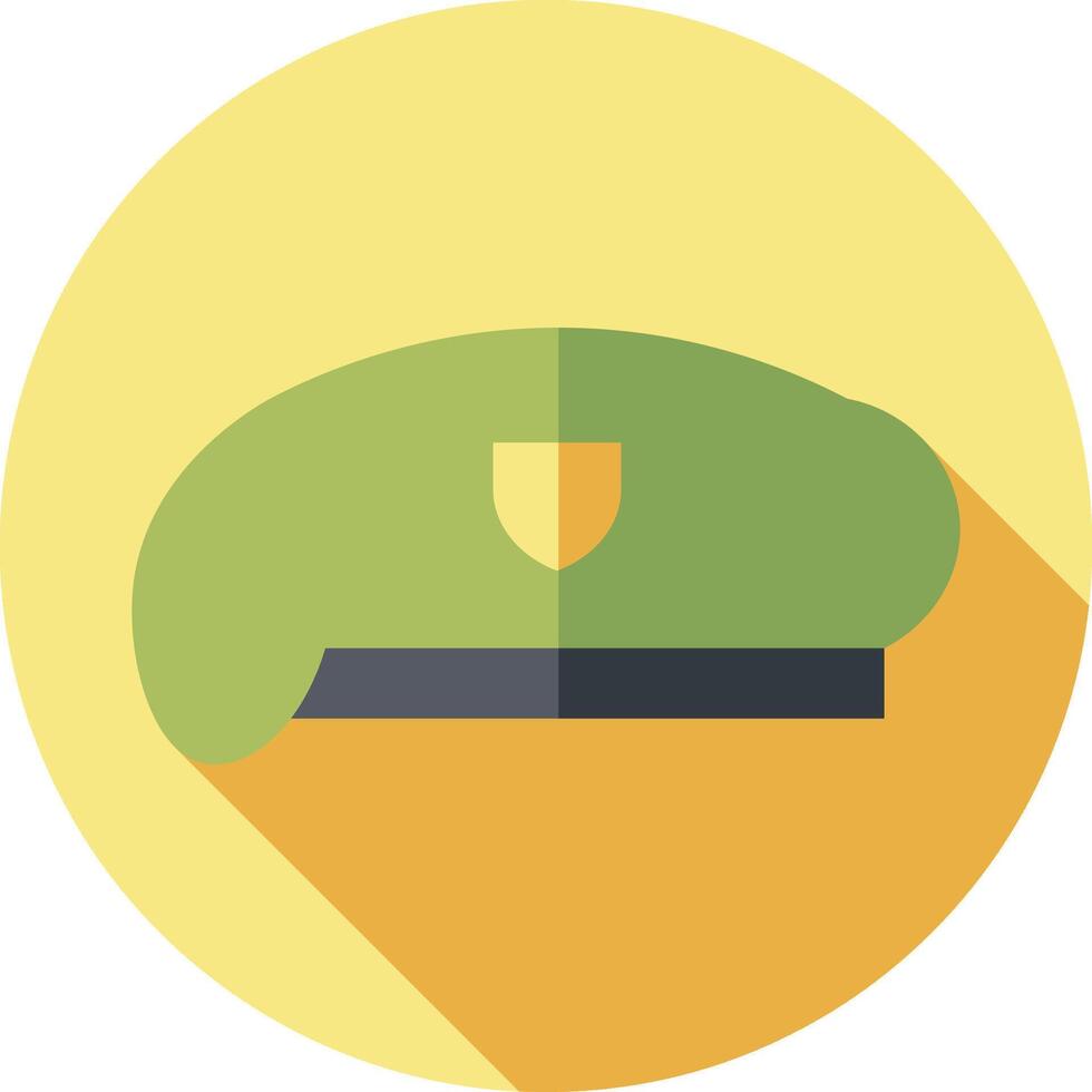 A flat icon of a green hat with a long shadow vector